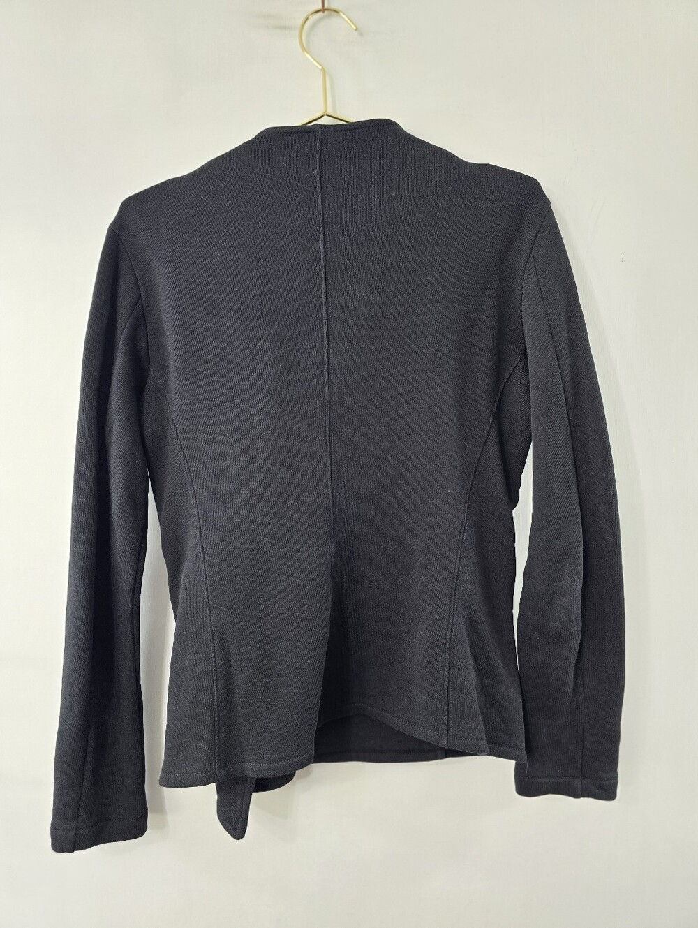 Saint + Sofia Organic Cotton Asymmetric Zip Knit Moto Biker Jacket Size 6 Black - Picture 11 of 16